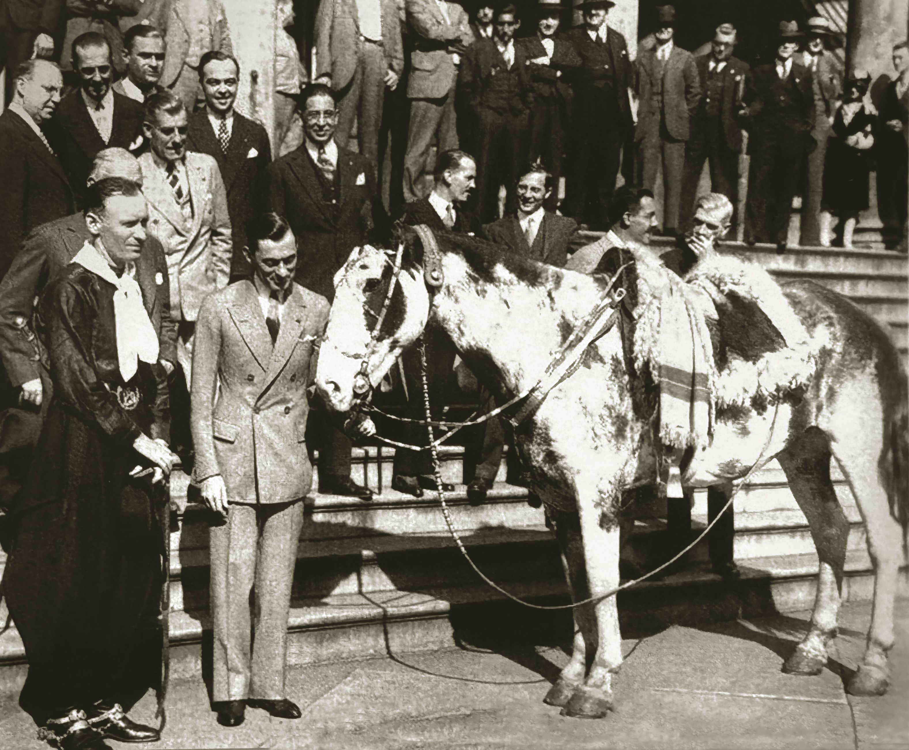 El 21 de septiembre de 1928, Aimé Félix Tschiffely (izq.), culminó su épica travesía. Aquí se lo puede ver junto Mancha, siendo recibidos por el alcalde de Nueva York, James J. Walker. Este encuentro simboliza el reconocimiento a una hazaña sin precedentes en la historia de la equitación y la exploración.