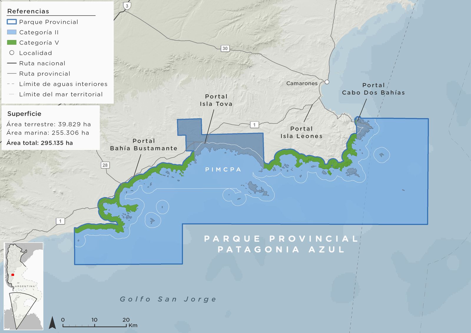 Mapa Parque Provincial Patagonia Azul